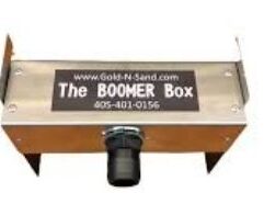 THE BOOMER BOX by GOLD-N-SAND THE BOOMER BOX. A SLUICE HEADER BOX FOR GOLD-N-SAND X-STREAM HYBRID PRO - CONVERTS YOUR HAND DREDGE INTO AN IN-STREAM POWER SLUICE. - ATTACHES BY SLIDING ONTO THE FRONT EDGE OF THE FLARE (INSTEAD OF USING THE BUCKET) - ECO FRIENDLY TO MEET REGULATIONS THAT PROHIBIT MOTORS OR BATTERIES - CAN BE USED FOR ANY WATER SOURCE; NOT ONLY THE X-STREAM PRO HAND DREDGE - 10" WIDE. ATTACHES DIRECTLY TO 10" SLUICE BOX (SEE IMAGE #5 - MAY NEED TO DRILL HOLES IN THE SLUICE) THIS IS PART OF A NEW SET OF PRODUCTS NOW OFFERED BY GOLD-N-SAND.