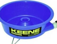 Gold Concentrating Bowl Recover your fine gold quickly and easily from water flow from a water pump, battery powered pump or a simple garden hose! This spiffy bowl uses only 3 gallons of water per minute and has no parts to wear out or replace! Made of high impact plastic and so easy to set up on its folding legs that its ideal for taking out in the field. Measures 13/5" x 5".