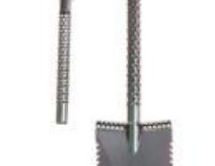 MOTLEY DOUBLE SERRATED FOREST FOX SHOVEL - CHAMELEON Description: -Shovel Dimensions: 100 cm / 66 cm or 39,37 or 26 inch in length 18cm / 7,08 inch blade width 20cm / 7,87 inch blade height -Handle dimensions: 13 cm / 5,11 inch width 11,5 cm / 4,72 inch. -Handle type: D-shape -Handle adjustable length 100cm / 39,37 inch – longest 66cm / 26 inch – shortest -Shovel Weight: 1930 gram / 68,07 ounces -Made of 2mm high grade heath treated steel, sandblasted -Motley Powder coating finish -All terrain shovel especially for use in forest or harvest crop fields, pasture -Stealth shape bended blade for better release and CNC sharped edges -Travel concept (fits in your suitcase, backpack, bike, boat, car, canoe) -Handle grip and blade are in a forward angled position designed so you use less energy for digging -Special hexagon laser cut footplates and 2 way blade, larger surface -Quick release easy clamp to adjust your shovel in any length Check out all the other colors available!