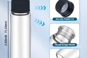 0.5 Oz/15ml Clear Glass Vials with Screw Cap 0.5 Oz/15ml Clear Glass Vials with Screw Cap - Perfect for your GOLD!!! About this item: πππππππ ππππππππ---These glass vials with screw caps are made of high quality borosilicate glass which comes with the feature of high chemical resistance, low expansion and high transparency; The glass is thickened material makes the lab sample vials durable and sturdy to use. ππππ-πππππ
ππππππ---Each glass sample vial features with a PE seal gasket in screw plastic cap which can perfectly prevent liquid from leaking or evaporation. ππππππ
πππππππ--- Sample vial bottle(or small glass bottles) diameter 22mm/0.86''; height 70mm/2.75''.15ml πππππππ πππππππππππ---Ideal for general laboratory using sample bottle, reagents bottle, storing essential oils, mineralized makeup, eye shadow, lotions, lip balms, toners, creams, ointments, acrylic powder, and other beauty aids.