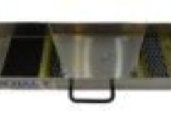 Royal 30″ COMPACT SLUICE BOX .063” Aluminum 30” Long x 7” Wide x 2.5” Tall 5 Zinc Plated Riffles (Gold Coloring) NEW deep V Ribbed Rubber Matting for Quick Gold ID Removable flare stores neatly inside Sluice 4” Black anodized carrying handle 3.7 lbs.