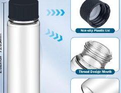 0.5 Oz/15ml Clear Glass Vials with Screw Cap - Perfect for your GOLD!!! About this item: 𝐏𝐑𝐄𝐌𝐈𝐔𝐌 𝐌𝐀𝐓𝐄𝐑𝐈𝐀𝐋---These glass vials with screw caps are made of high quality borosilicate glass which comes with the feature of high chemical resistance, low expansion and high transparency; The glass is thickened material makes the lab sample vials durable and sturdy to use. 𝐋𝐄𝐀𝐊-𝐏𝐑𝐎𝐎𝐅 𝐃𝐄𝐒𝐈𝐆𝐍---Each glass sample vial features with a PE seal gasket in screw plastic cap which can perfectly prevent liquid from leaking or evaporation. 𝐒𝐏𝐄𝐂𝐈𝐅𝐈𝐂𝐀𝐓𝐈𝐎𝐍--- Sample vial bottle(or small glass bottles) diameter 22mm/0.86''; height 70mm/2.75''.15ml 𝐕𝐀𝐑𝐈𝐎𝐔𝐒 𝐀𝐏𝐏𝐋𝐈𝐂𝐀𝐓𝐈𝐎𝐍---Ideal for general laboratory using sample bottle, reagents bottle, storing essential oils, mineralized makeup, eye shadow, lotions, lip balms, toners, creams, ointments, acrylic powder, and other beauty aids.