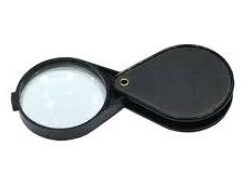 2 Inch FOLDING MAGNIFIER with 6 X Lens This 2 inch, 6 power glass lens folds into a protective plastic case. Gives a wider and clearer field of view than smaller magnifiers with a smaller lens.
