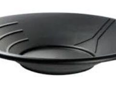 Basic Plastic Gold Pan - 14" - Black Why choose this Plastic Gold Pan over traditional metal pans? • Plastic will not rust or corrode. • Drop Bottom Pan • Plastic weighs a lot less than metal. • The color stays true in the plastic pan, so gold flakes are easier to spot. • The riffles trap gold better, making your pan as effective as a sluice box. Features of this product include: • Diameter: 14” +3 Ridges + Water Guide • Depth: 2-⅝” • Three riffles for trapping gold • Water guide