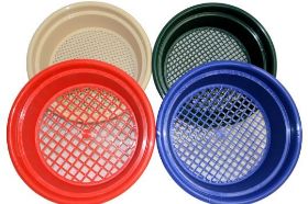 Economy Stackable Seives - 3/8" - Green Economy Stackable Seives - 3/8" - Green PRODUCT DETAILS Our new model, Economy stackable sieves come in different colors for the desired mesh. They have been carefully designed to be the ideal tool for classifying material for your sluice box, concentrator, gold pan and more. Use with any of our CS models to get the perfect classification of materials you need! Made in the USA!