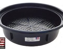 Gold Buddy General Plastic Classifier - Green (Black is Pictured) Designed to nest with the Gold Buddy stainless steel classifiers, it has the same plastic body with 5/16 inch square holes. It will fit in the top of a 5 gallon bucket and quickly sort out material that is too large to be processed by your recovery equipment. 100% plastic with UV protection for long life.