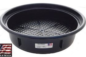 Gold Buddy General Classifier - Black Gold Buddy General Plastic Classifier Designed to nest with the Gold Buddy stainless steel classifiers, it has the same plastic body with 5/16 inch square holes. It will fit in the top of a 5 gallon bucket and quickly sort out material that is too large to be processed by your recovery equipment. 100% plastic with UV protection for long life.